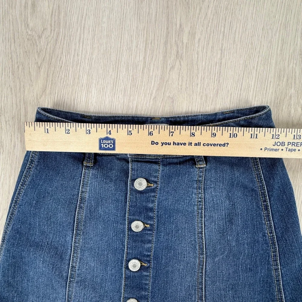 Denim Button Front Midi Skirt Mossimo Supply Co Medium Wash Y2K Casual Size 00